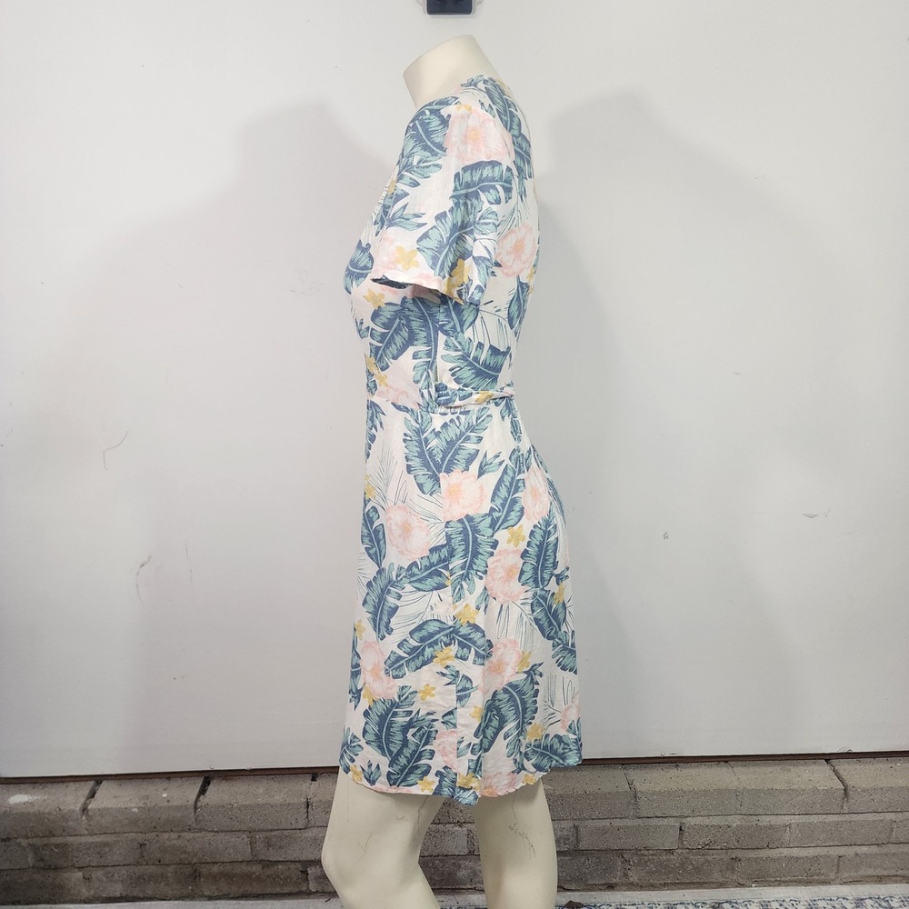 Marine Layer Linen Blend Tropical Wrap Dress Small Resort Vacation resort beach - Picture 4 of 11